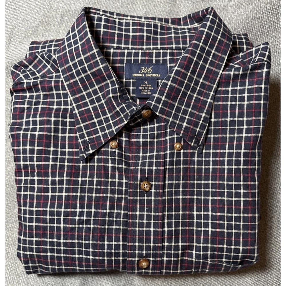 Brooks Brothers Shirt Button Down Blue Plaid Button Down‎ Front Pocket XL